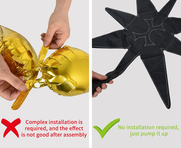 Toniful 4 Pcs 22Inch 4D Huge Black Star Balloons Explosion Star Mylar Foil Balloons For Party Supplies Backdrop Christmas,New Ye