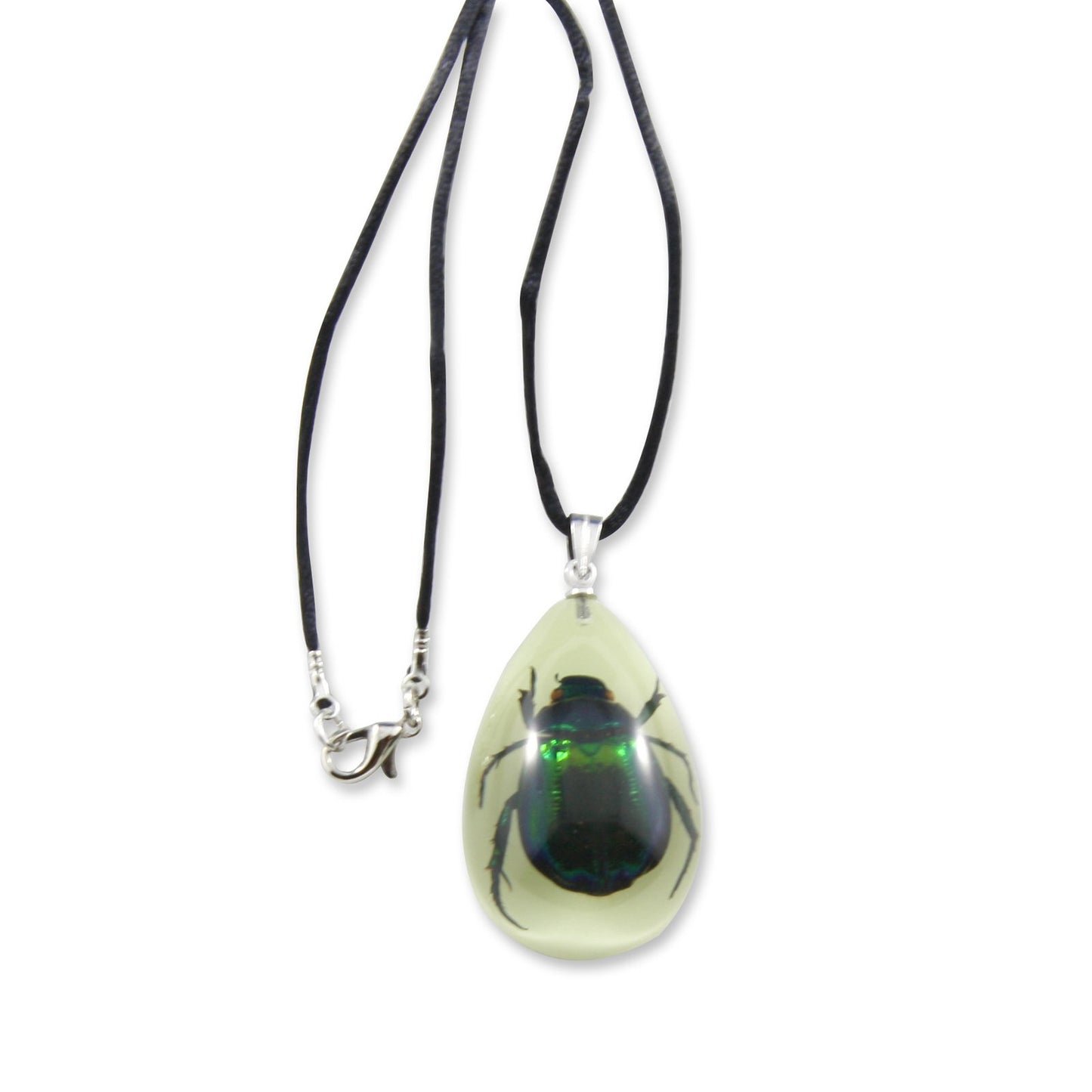 Realbug Green Chafer Beetle Glow In The Dark Necklace, Small , Black