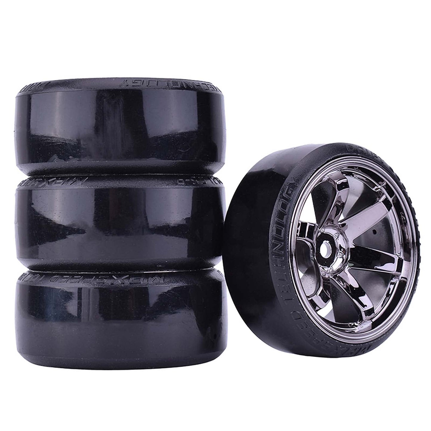 Lafeina Rc Plastic Wheel And Tire Set, 63Mm Hard Tyres For 1/10 Drift Car Hsp Tamiya Hpi Kyosho On-Road Drifting Car (Gray)