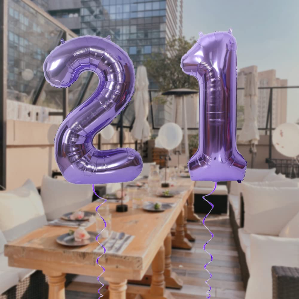 Maigendoo Jumbo 21 Number Balloon 40 Inch Large Digit Balloons Huge Helium Balloon Foil Mylar Balloon With Swirl Decorations For
