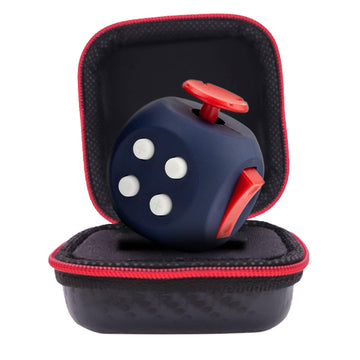 Pilpoc Thefube Fidget Cube - 6 Sided Toy For Adults And Kids - Stress Relief & Focus - Audible/Silent With Carry Case (Sapphire-