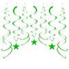 Party Star Swirl Decorations, Green Foil Ceiling Hanging Swirl Decorations with Star, Whirls Decorations for Birthday | Wedding 