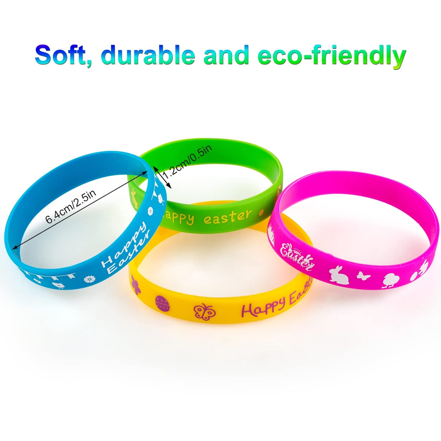 Hexiaoxiao 24Pcs Easter Rubber Bracelets Silicone Wristbands For Easter Party Favors Supplies Rubber Bracelets For Kids&Teens Gi
