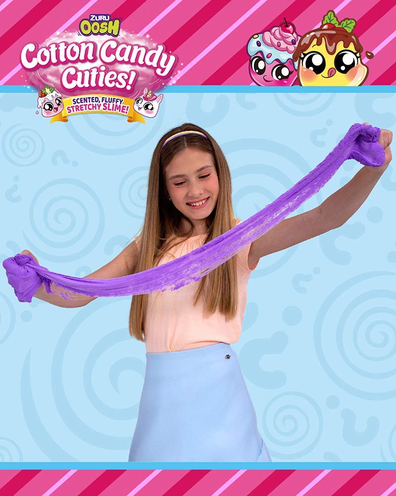 Oosh Slime Cotton Candy Cuties Series 2 By Zuru (Purple) Scented, Squishy, Fluffy, Soft, Stretchy, Stress Relief, Party Favors, Non-Stick With Collectible Cutie Slow Rise Toy