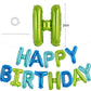 Toniful Blue Green Happy Birthday Balloons Banner 16 Inch Mylar Foil Letters Birthday Sign Bunting Reusable For Girls Boys Kids