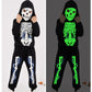 Urmagic Glow In The Dark Hoodies Set For Toddler Boys Girls Halloween Skeleton Costumes Pumpkin Sweatshirt Tracksuit Pants