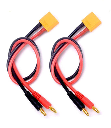 FLY RC 2 Pack XT90 Charging Cable XT90 to 4.0mm Banana Connector Adapter Charger Wire 30cm 11.8inch 12awg Lipo Battery Charge Le