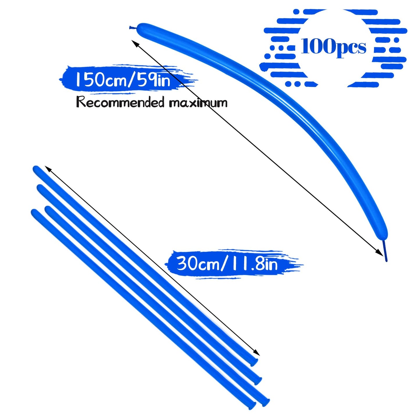 Lxzfcrg 260 Blue Balloons, 100Pack Thickening Skinny Latex Long Balloons For Balloon Animals Balloon Garland Twisting Balloon Mo