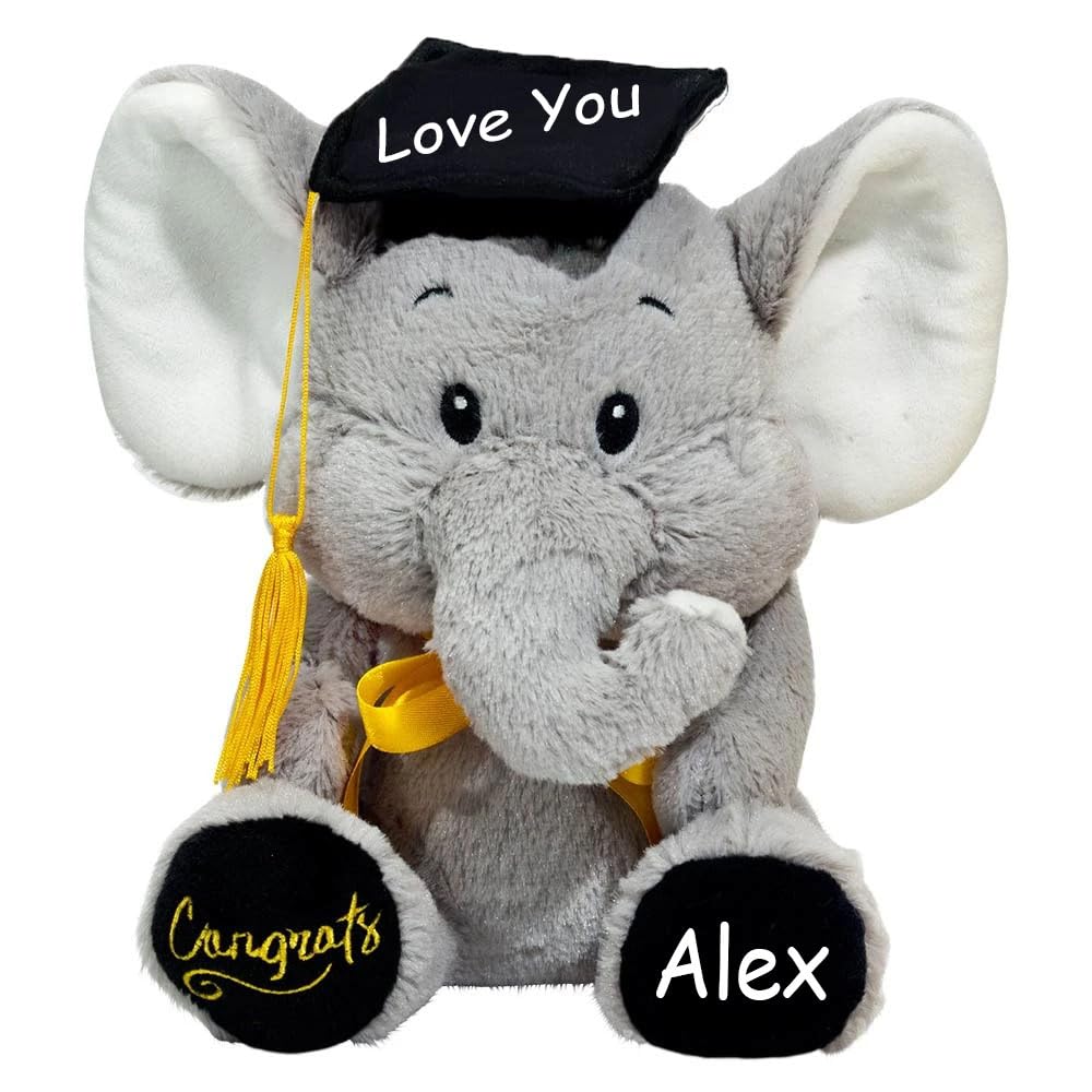Fiesta Toys Graduation Elephant for High School or College Class of 2024 Graduation Gift Plush Stuffed Animal Keepspirit-inspired flavor with Custom Name - 9 Inches