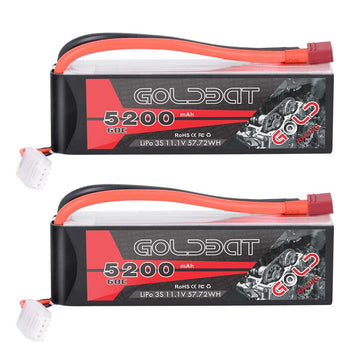 GOLDBAT LiPo RC Battery 5200mAh 3S 60C 11.1V LiPo RC Short Battery with Deans Connector Softcase Pack for RC Car Truck Quadcopte