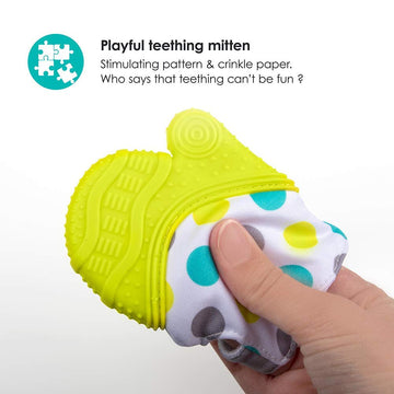 Bblv - Glv - Original Silicone Baby Teething Mitten With Opposable Thumb, Self Soothing Teether Toy, Includes A Storage Bag (Aqu