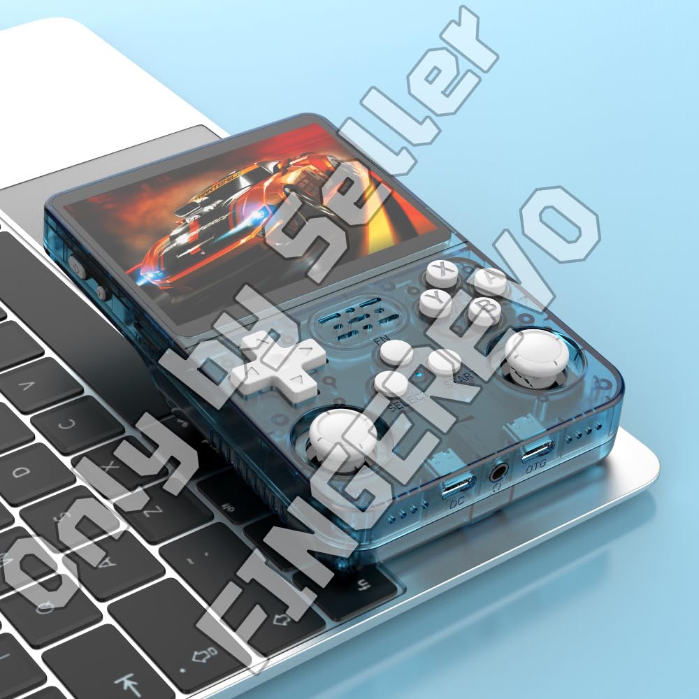 R36S Handheld Game Console 3.5-In 640*480 Ips Oca Screen 3200Mah Opensource System Rk3326 Blue Transparent