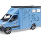 Bruder MB Sprinter Animal Transporter with Horse - Plastic, Cyan, Model 02674
