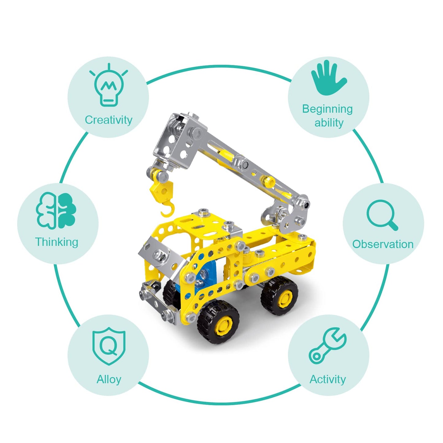 Ferthor Fun 7 in 1 STEM Toys Erector Set for Boys Age 8-12 Learning Engineering Kids Building Blocks Model Kits Metal Construction Toys for Kids 8 9 10 11 12+ Year Old(180PCS No Motor)