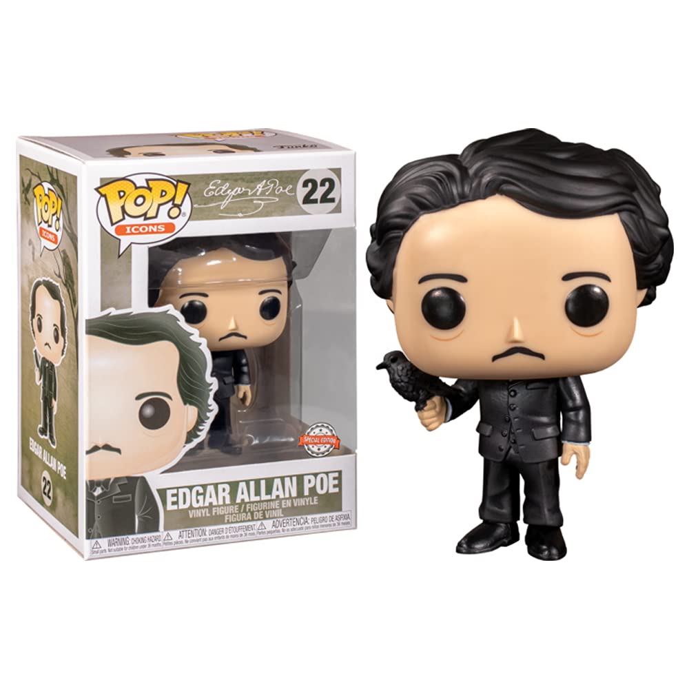 Funko Pop! Vinyl Edgar Allan Poe with Raven - Multicolor Collectible Figure, Model 43967, Exclusive Edition