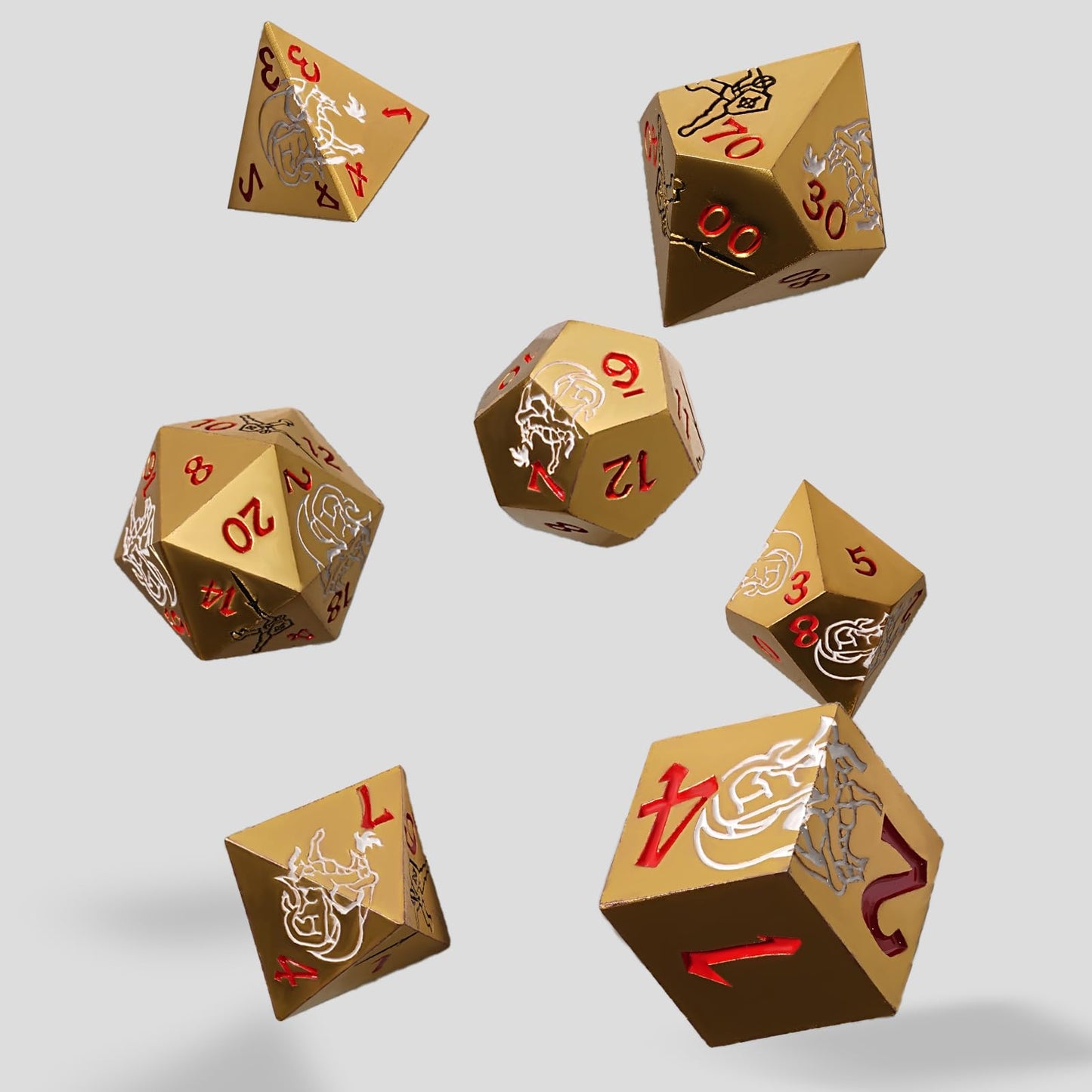 GU BEI TE Metal DND Dice Set, Dragons and Warriors DND Dice 7-pcs Metal Polyhedral Dice Set for Dungeons and Dragons RPG MTG Tab