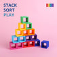 Blue Ginkgo Silicone Rainbow Blocks – [16 Pc] Giftable Soft Blocks For Kids, Bpa-Free Montessori Stacking Toy With Sorting Tray (Vibrant)