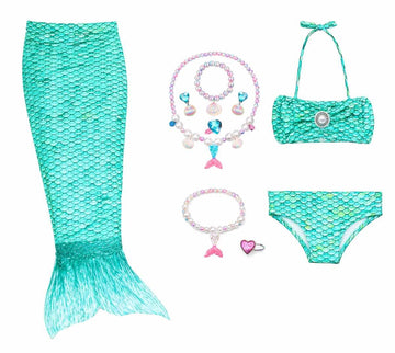 FancyDressWale Girls Fancy Dress Costume Set with Skirt, Top, Bottom & Accessories | Kids Party & Role Play Outfit (Green, 1012