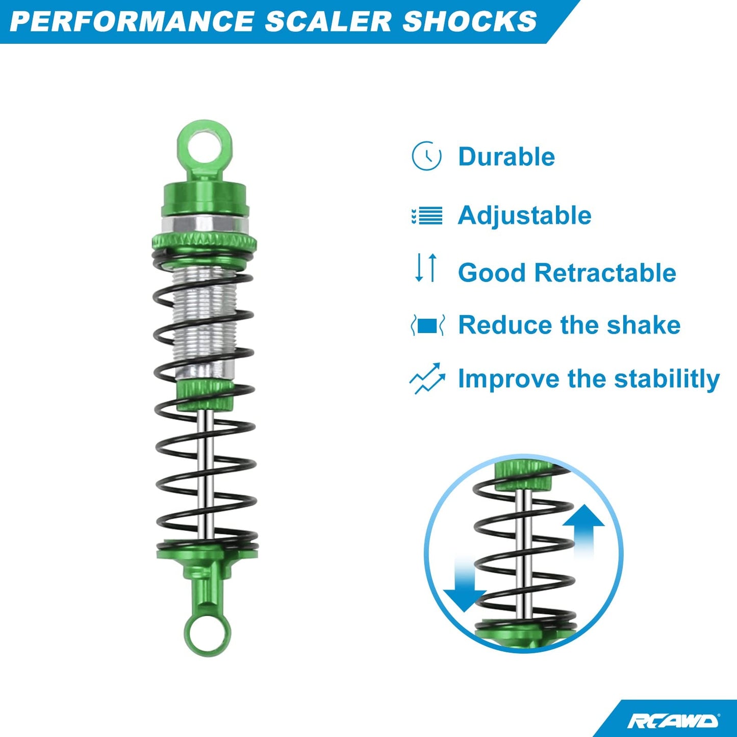 RCAWD Shock Absorber Damper for LaTrax Teton & Desert Prerunner 1/18 Upgrades Scale 4WD Monster Truck, Adjustable Front Rear RC