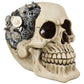 Ebros Steampunk Cyborg Protruding Gearwork Human Skull Statue Sci Fi Clockwork Gear Design Skeleton Cranium Figurine