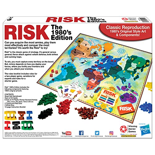Winning Moves Risk 1980's Edition Board Game, Strategy for 2-6 Players, Multi-color, Original Artwork, Ages 8+
