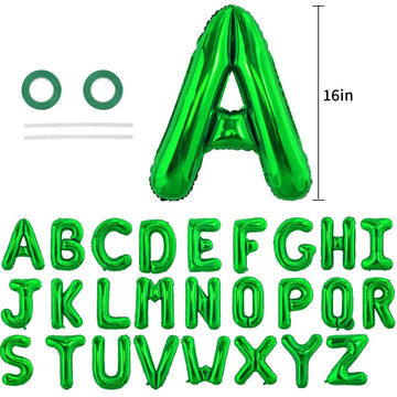 Toniful 52 Pieces 16 Inch Green Letter A-Z Balloons,Custom Phrase Mylar Foil Alphabet Letter Diy Personalized Phrase Banner For