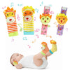 Snowie Soft Rattle Set For Babies 0-6 Months, Baby Socks And Wristband Rattle Toy Set, Cartoon Fun Cotton Socks With Cartoon Plu