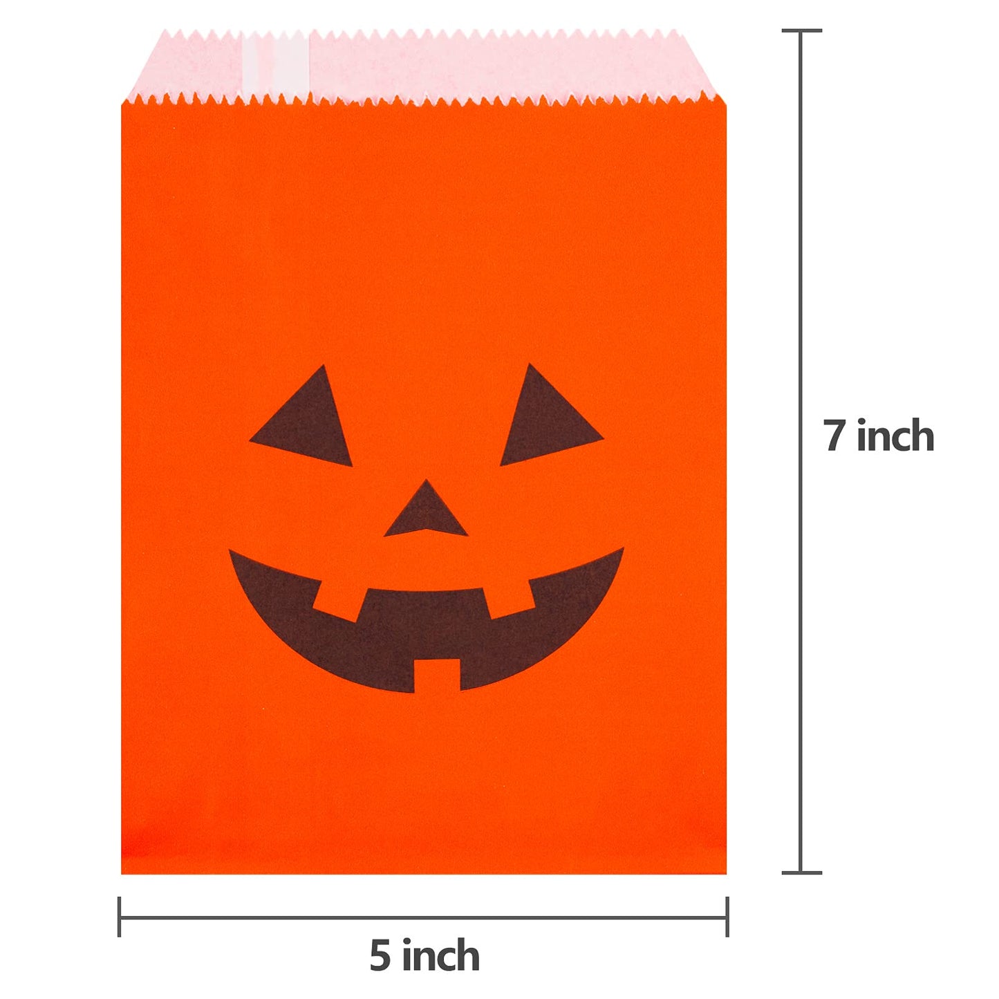 Kolewo4Ever 100 Pieces Halloween Pumkin Bags Halloween Treats Bags Halloween Paper Bags Pumkin Color Bags Jack-O-Lantern Pumpkin
