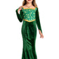 Ubaywey Girls Princess Costume Green Dress Gown Halloween Cosplay Costume Long Sleeve Dress(X-small 100)