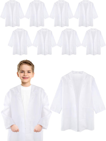 Flotory 10 Pcs Kids Doctor White Coat Scientist Suit Surgeon Suit Uniform Doctor Lab Coat For Boys Girls Career Day Halloween Pr