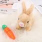 PEUTIER Bunny Plush Toy with Carrot Toy  Interactive Bunny Toy Electronic Hopping Rabbit Toy Walking Bunny Toys with Sounds Wiggle Ears Twitch Nose Bunny Toy for Kids Easter Birthday Gifts
