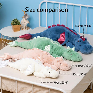 Leahaoe Giant Weighted Stuffed Animal 51.2'' 7Lbs, Soft Dragon Plush Toy, Blue Stuffed Dragon Pillowfort For Kids And Adults(202