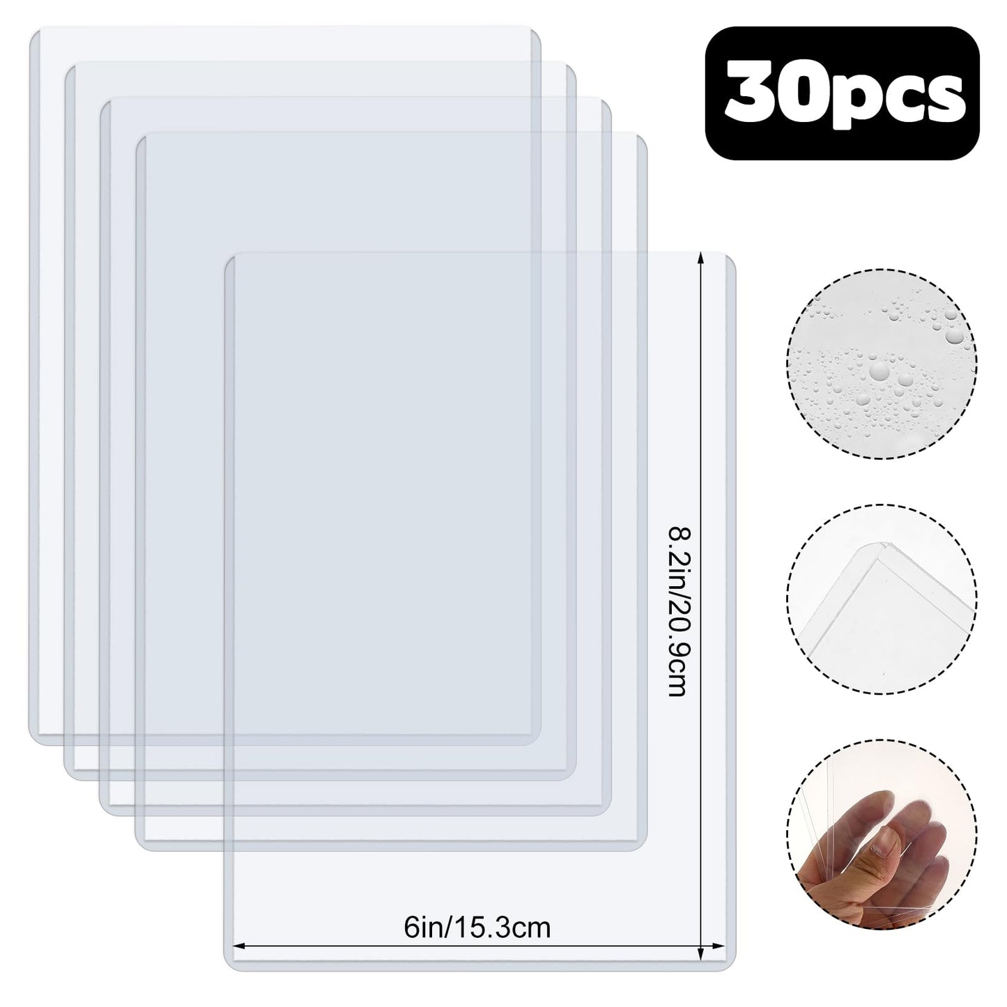 Rainmae 30 Pack 5.9 X 8.1 Jumbo Card Sleeves, Rigid Photocard Protectors For Oversized Trading Cards Sheet Protectors, Paper Sle
