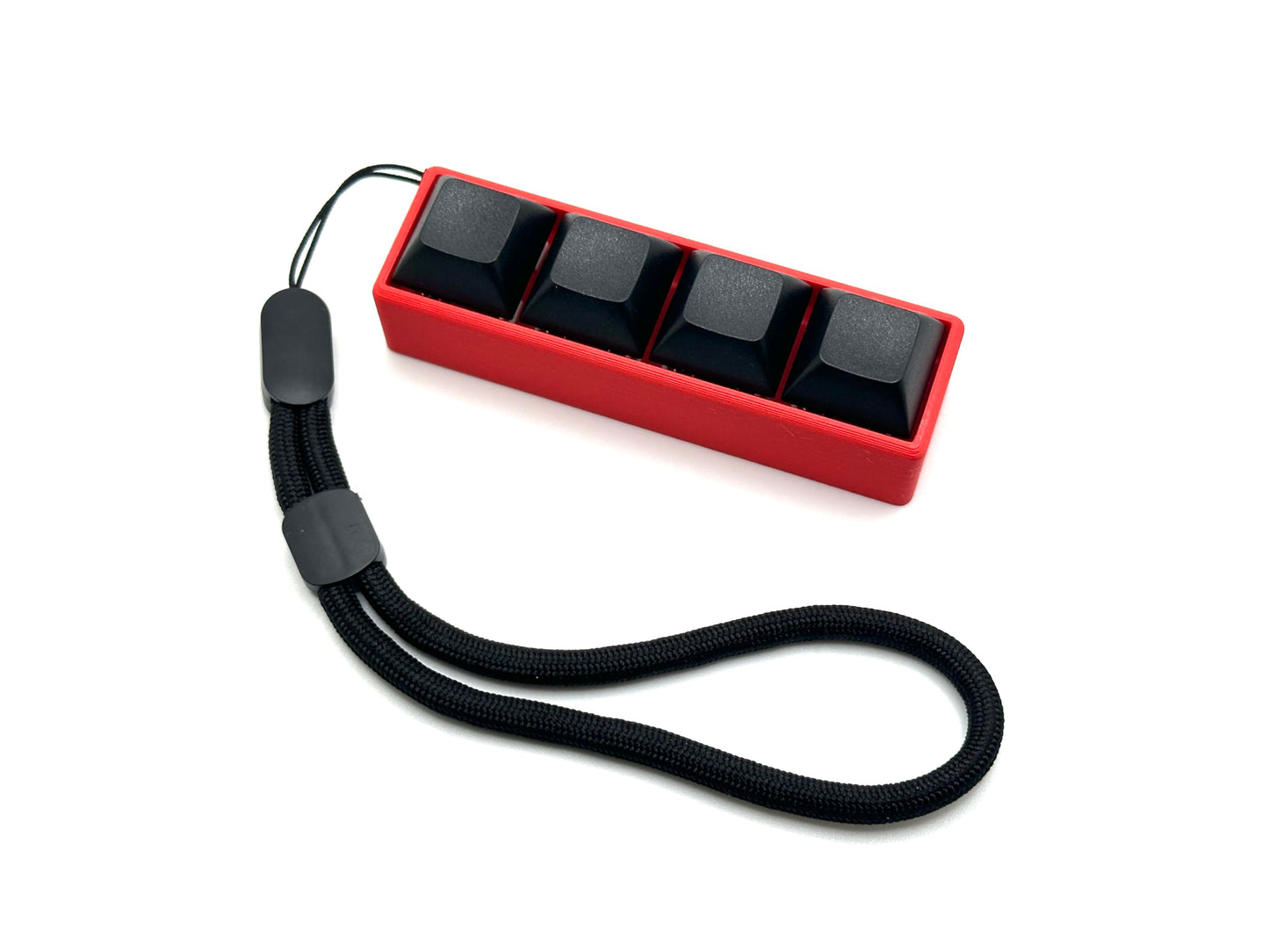 Four-Button Clicky Mechanical Switch Fidget Toy | Stim Toy, Stress Relief, Adhd (Red Base, Black Keycaps)