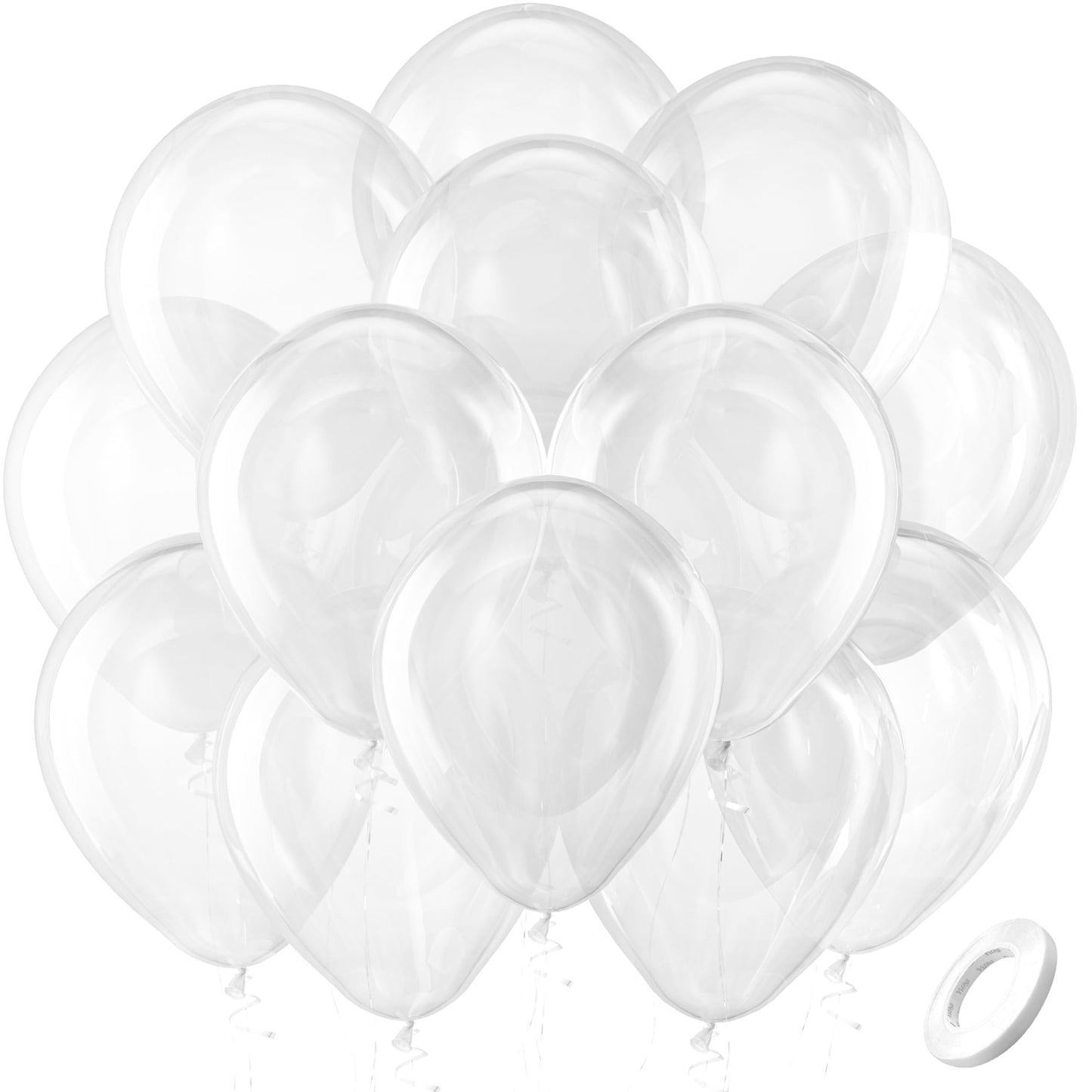 Bezente Clear Balloons Latex Party Balloons - 100 Pack 12 Inch Round Helium Transparent Balloons For Wedding Baby Shower Birthda