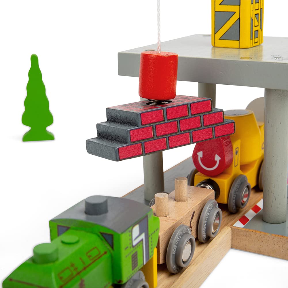 Bigjigs Rail Magnetic Big Yellow Crane - Other Major Wooden Rail Brands Are Compatible
