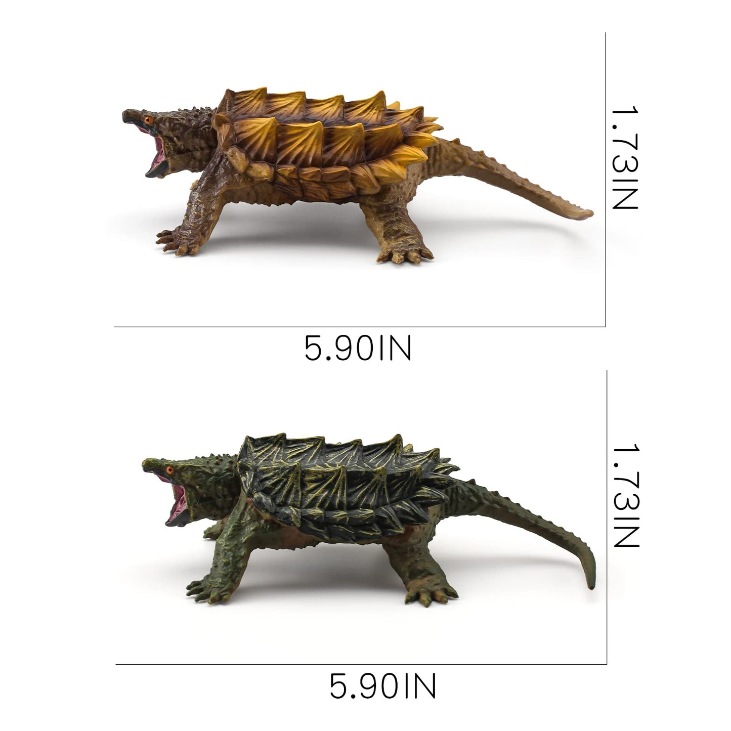 Wonwontoys Snapping Turtle Model 2Pcs Turtle Figure Wild Life Realistic Tortoise Figures Toy Table Decorations