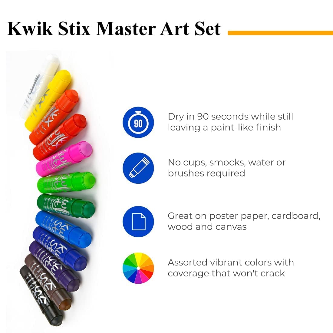 The Pencil Grip Kwik Stix Master Art Set 60 Colors, Includes Classic, Metallic, Neon, Jewel, Pastel and Earth Colors, TPG-690