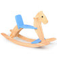 KRAND Wooden Rocking Horse for Toddlers - Classic Blue Ride-On Toy with Pedal and Safe Backrest, 31.5x9.8x20.5 inches