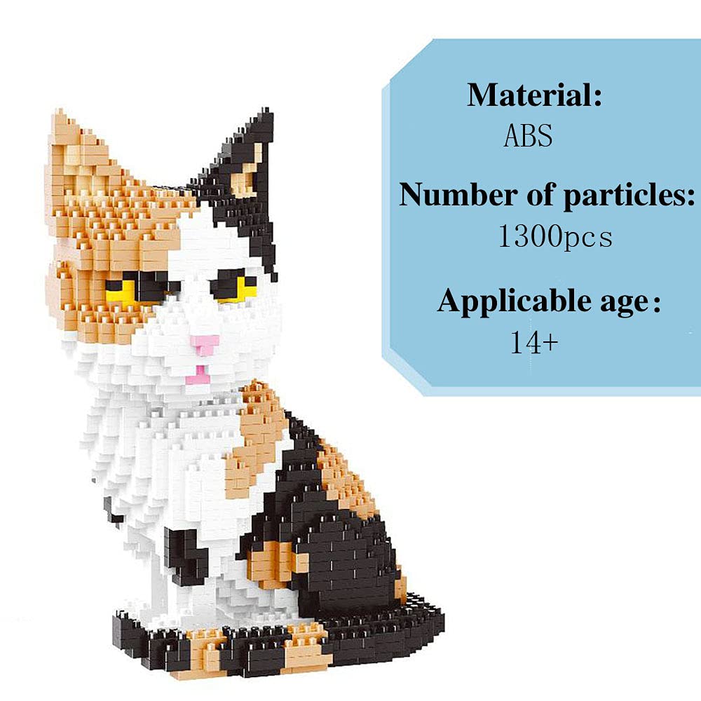 ISeeSee Mini Cat Building Blocks Pet Building Toy Bricks Micro Mini Blocks 3D Puzzle Building Blocks Set Toys Gifts for Kids or mature-themed (Cat Colorfull 1300PCS)