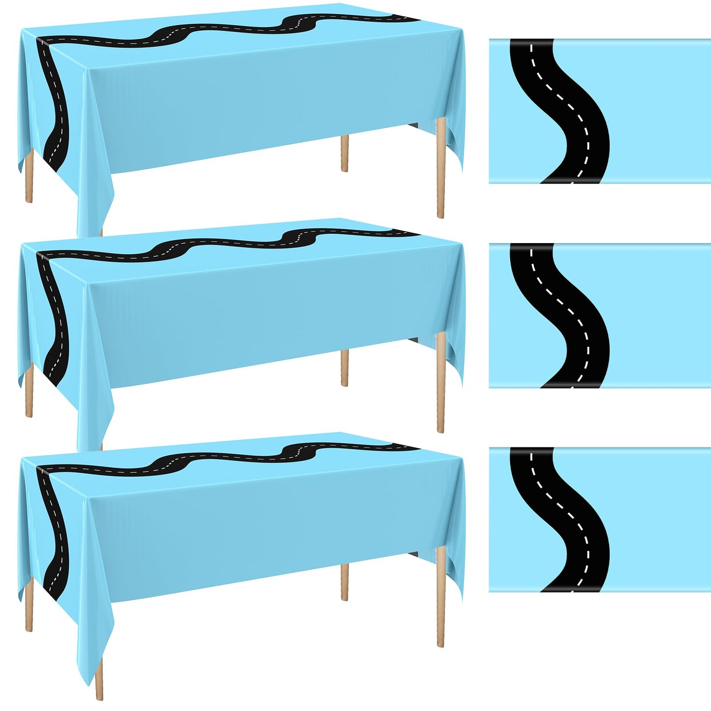 Irenare 3 Pcs Racing Table Cloths Car Birthday Party Supplies 54 x 108 Inch Racetrack Table Runner Covers Disposable Rectangular