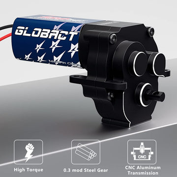 GLOBACT 180 50T Brushed Motor with Aluminum Transmission Gearbox for 1/18 TRX4M Upgrade Accessories (Black)