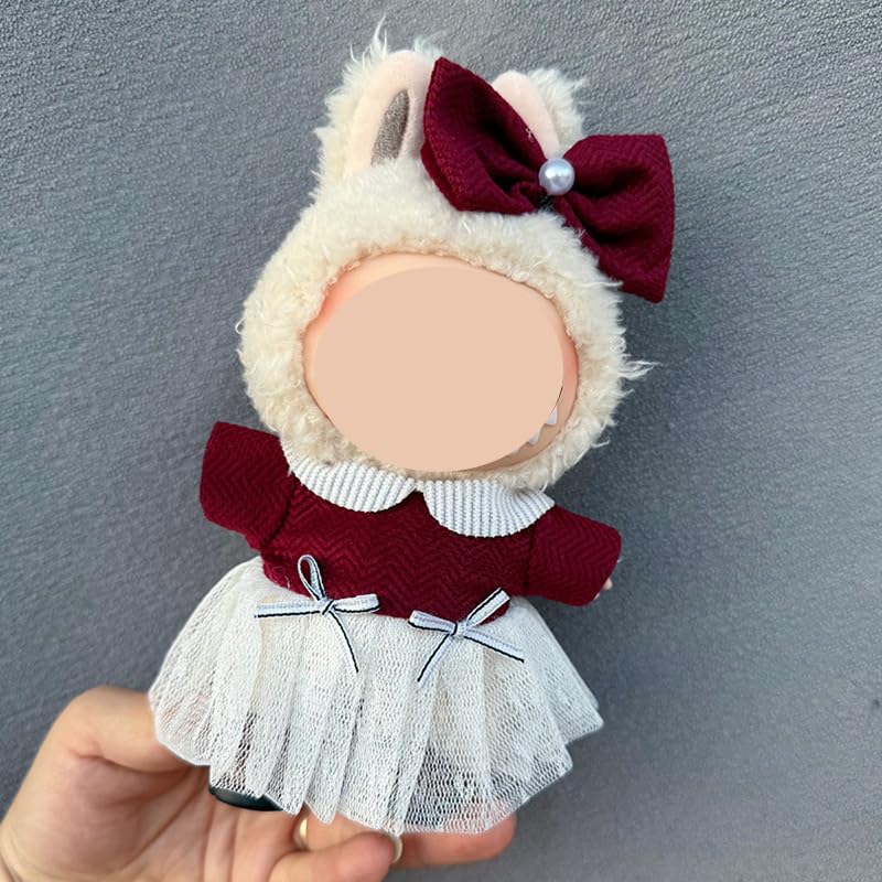 SILFGRLF Handcrafted Crochet Clothes Set for 17cm Labubu Doll  2-Piece Knitted Outfit with Accessories (RC16)