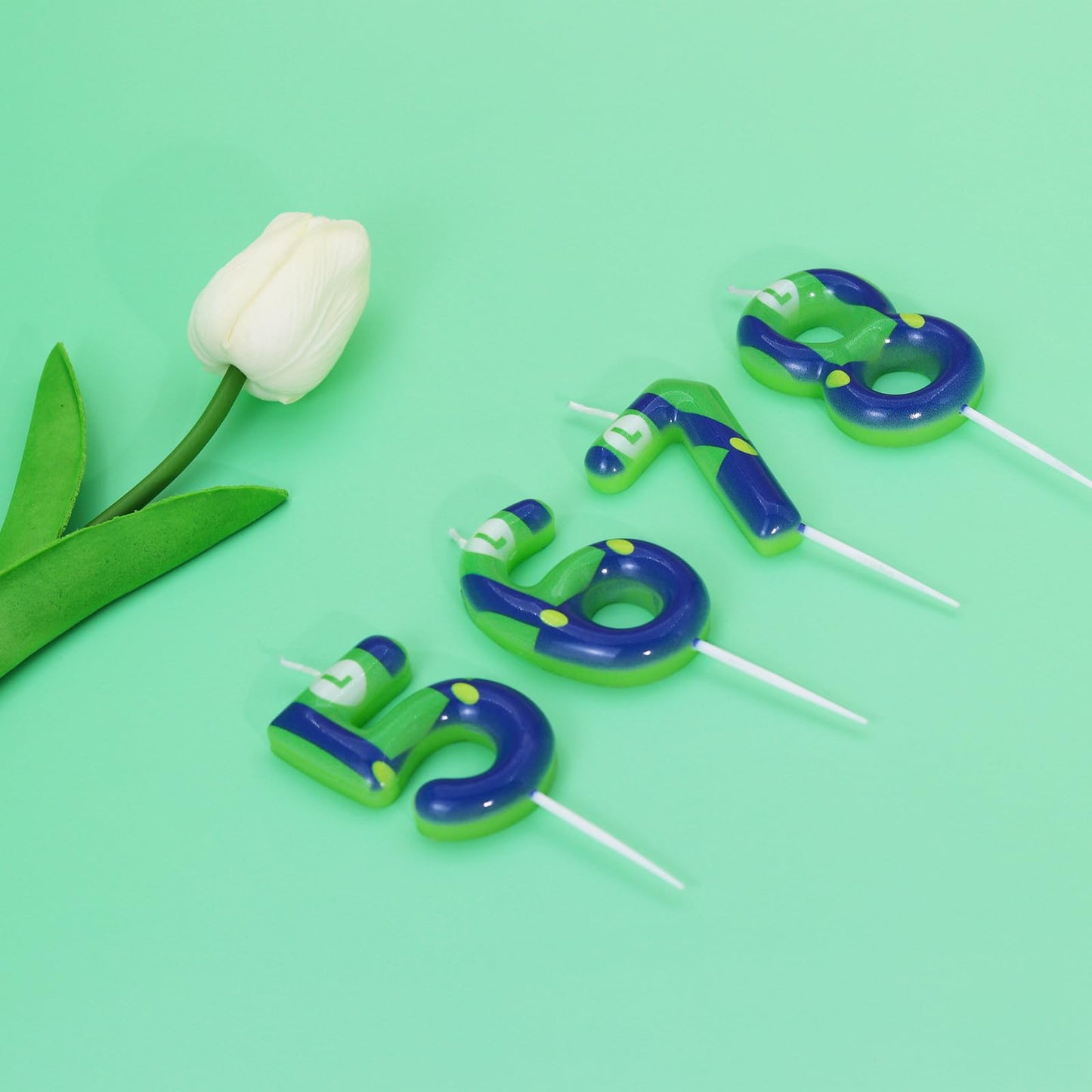 Green Blue 11th Birthday Candle for Boys Girls - Luigi Birthday Party Cake Decorations, Number 11 Cake Topper, Cartoon Game Them