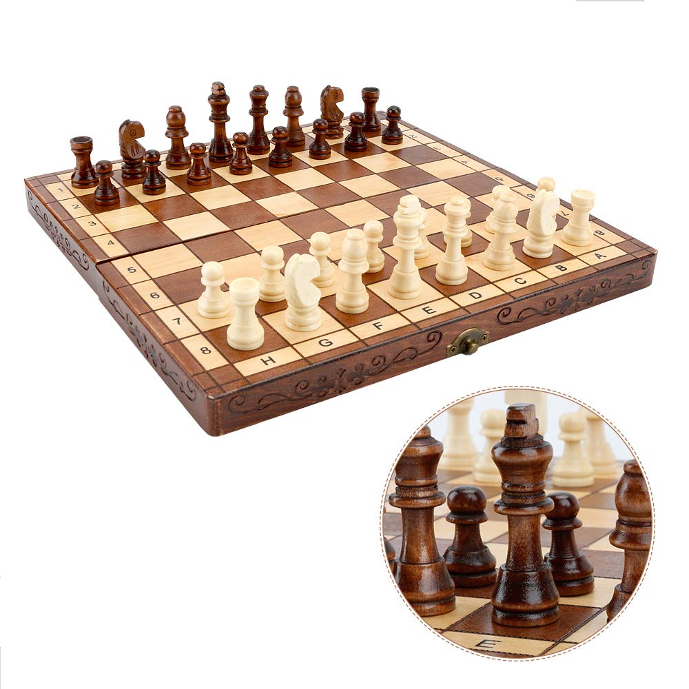 Syrace Folding Hand Crafted Wooden Chess Set Chess Board For Kids And Adults 30 X 30 Cm