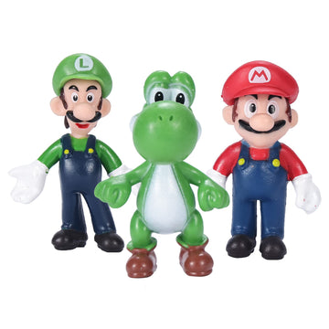 Isaneihas 3-Pack Mario Figures - Mario & Luigi, Yoshi Action Figures (5 Inch)