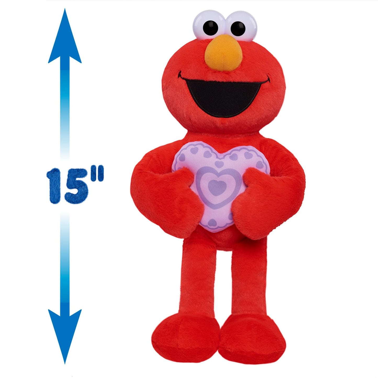 Just Play Sesame Street Sweet Love 15-Inch Large Plush Elmo Stuffed Animal, Red, Soft Plushie, Kids Toys For Ages 18 Month