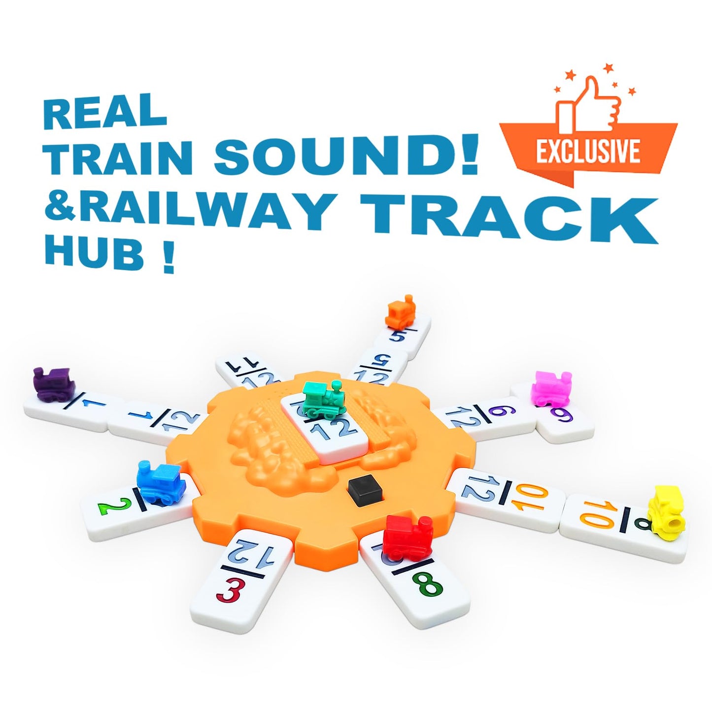 Yinlo Mexican Train Domino Set - 91 Double 12 Colored Tiles with Sound Effect, Travel Game in Aluminum Case, Orange
