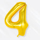 Flyloons 4 number Foil Balloon Gold 16 inch Size For Kids Boys Girls Birthday Decoration Items 4th Year Number Balloons 0 to 9 S