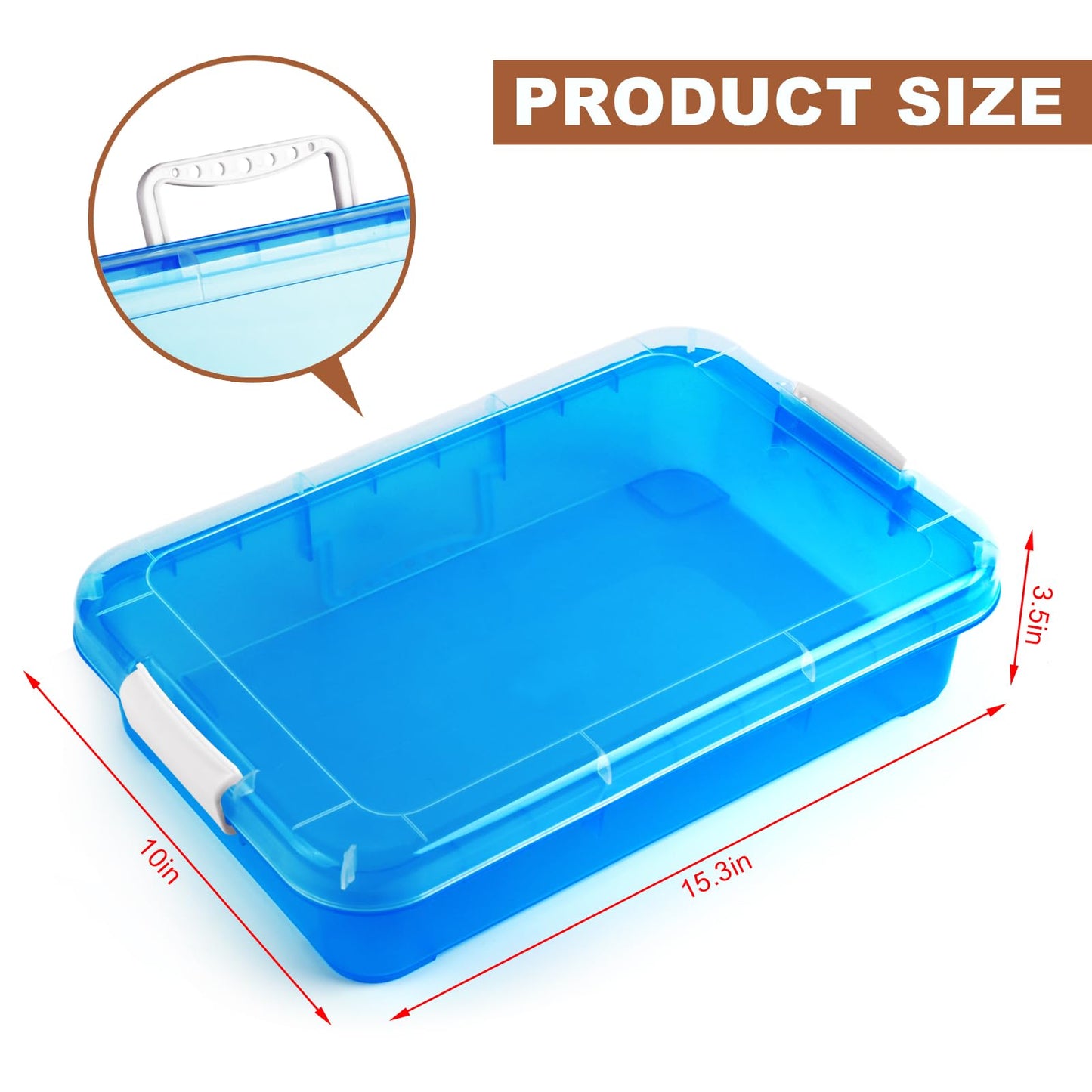 Madzee 15 Inch Portable Sensory Bin Play Tray With Lid, Fill With Water, Sand, Beads And More (Blue)